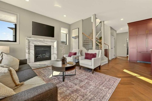 51 Miners Road West, Lethbridge, AB - Indoor Photo Showing Living Room With Fireplace