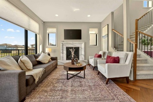 51 Miners Road West, Lethbridge, AB - Indoor Photo Showing Living Room With Fireplace