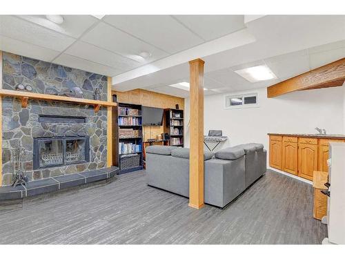 9514 123 Avenue, Grande Prairie, AB - Indoor Photo Showing Basement With Fireplace