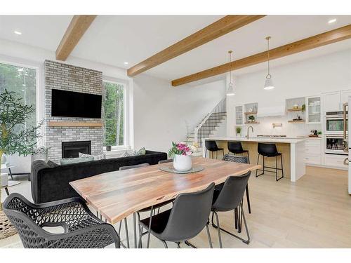 57-704010 Range Road 64, Rural Grande Prairie No. 1, County Of, AB - Indoor Photo Showing Dining Room With Fireplace