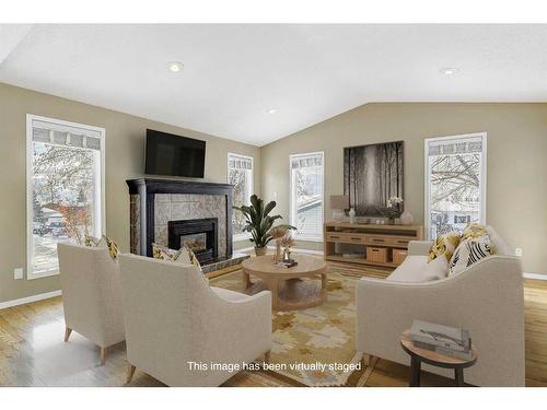 739 Oak Drive, Beaverlodge, AB - Indoor Photo Showing Living Room With Fireplace