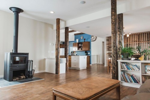 93062 Township Road 703, Wembley, AB - Indoor Photo Showing Living Room With Fireplace