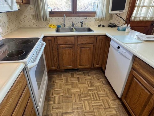 7305 96 Street, Peace River, AB - Indoor Photo Showing Kitchen With Double Sink