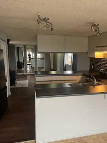 5002 54 Street, Grimshaw, AB - Indoor Photo Showing Kitchen With Double Sink
