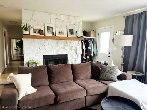 9606 84 Avenue, Peace River, AB - Indoor Photo Showing Living Room With Fireplace