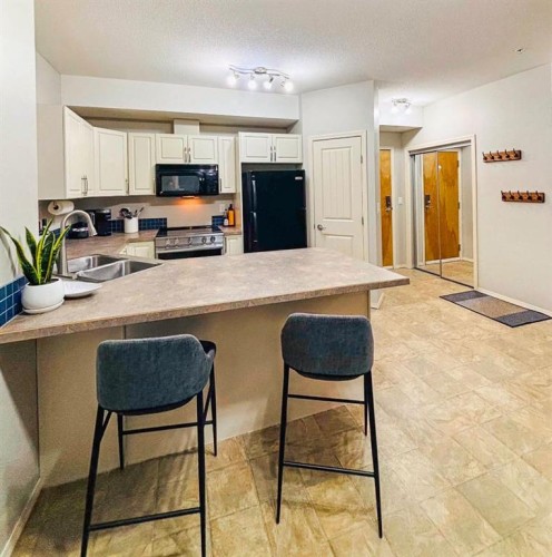 207-160 Moberly Road, Grande Cache, AB - Indoor Photo Showing Kitchen With Double Sink
