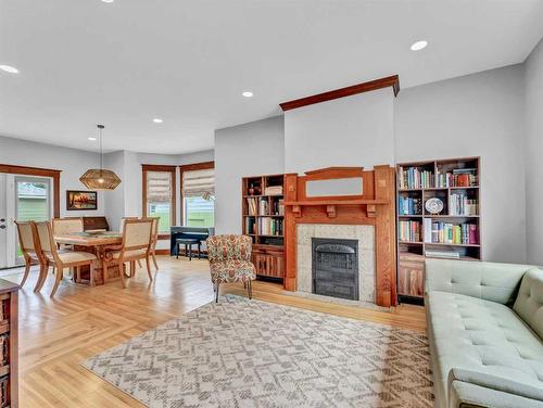 116 5 Street Se, Medicine Hat, AB - Indoor Photo Showing Living Room With Fireplace