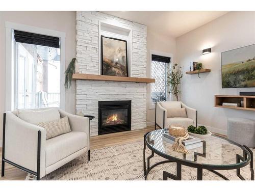 111 Sundance Road Sw, Medicine Hat, AB - Indoor Photo Showing Living Room With Fireplace