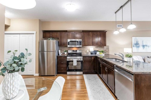501-19 Terrace View Ne, Medicine Hat, AB - Indoor Photo Showing Kitchen With Double Sink With Upgraded Kitchen