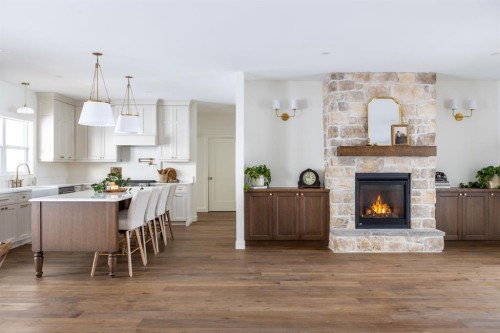 33080 Range Road 61, Rural Mountain View County, AB - Indoor With Fireplace