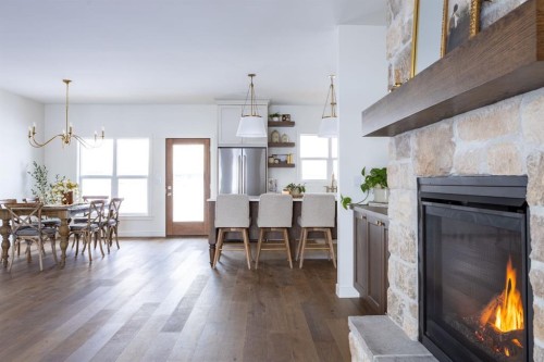 33080 Range Road 61, Rural Mountain View County, AB - Indoor With Fireplace