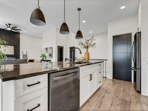 34 Palisades Way Ne, Medicine Hat, AB - Indoor Photo Showing Kitchen With Upgraded Kitchen