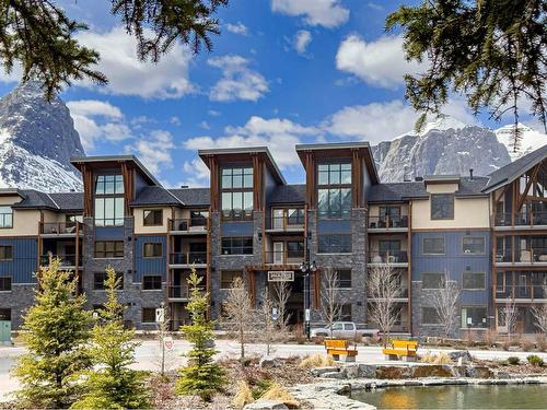 302-1105 Spring Creek Drive, Canmore, AB - Outdoor With Balcony With Facade