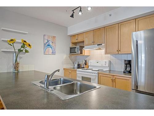 307-743 Railway Avenue, Canmore, AB - Indoor Photo Showing Kitchen With Double Sink