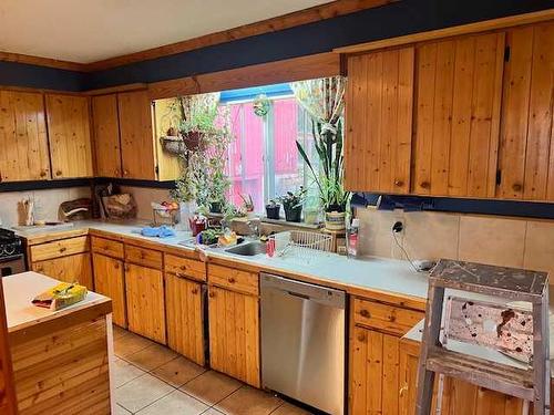 9801 105 Street, Grande Cache, AB - Indoor Photo Showing Kitchen With Double Sink