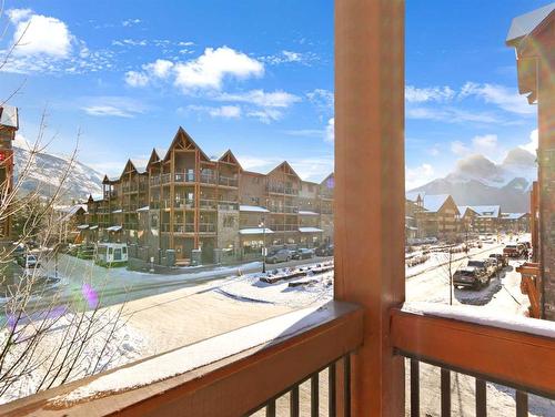 204-505 Spring Creek Drive, Canmore, AB - Outdoor With Balcony With Facade