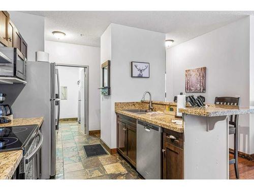 306-1151 Sidney Street, Canmore, AB - Indoor Photo Showing Kitchen With Stainless Steel Kitchen With Upgraded Kitchen