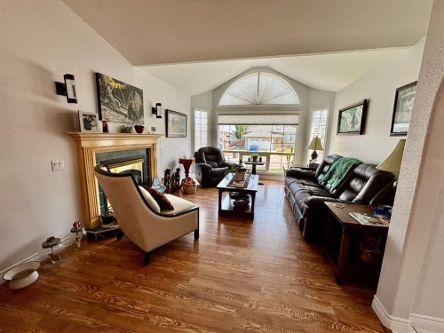 106 Borys Place, Hinton, AB - Indoor Photo Showing Living Room With Fireplace