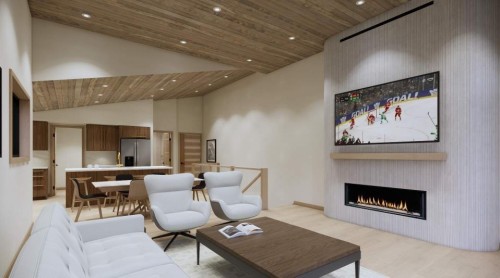 713A 4Th Street, Canmore, AB - Indoor Photo Showing Living Room With Fireplace