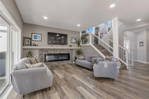 60 Pritchard Drive, Whitecourt, AB - Indoor Photo Showing Living Room With Fireplace