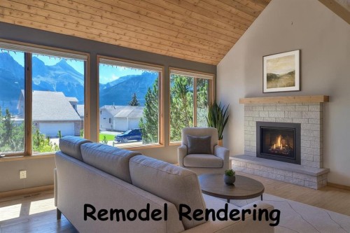 226 Lady Macdonald Drive, Canmore, AB - Indoor Photo Showing Living Room With Fireplace