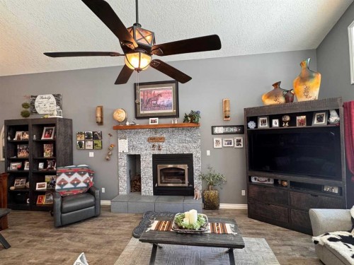 222041 Township 650 Road, Athabasca, AB - Indoor Photo Showing Living Room With Fireplace