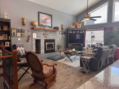 222041 Township 650 Road, Athabasca, AB - Indoor Photo Showing Living Room With Fireplace