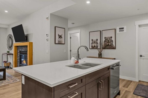 112A-1012 Spring Creek Drive, Canmore, AB - Indoor Photo Showing Kitchen With Double Sink