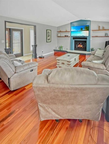 39 Ravine Drive, Whitecourt, AB - Indoor Photo Showing Living Room With Fireplace