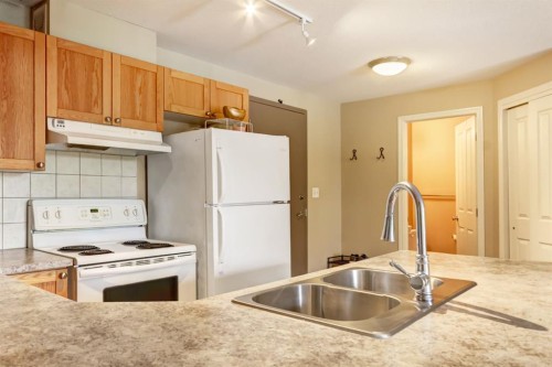 202-186 Kananaskis Way, Canmore, AB - Indoor Photo Showing Kitchen With Double Sink