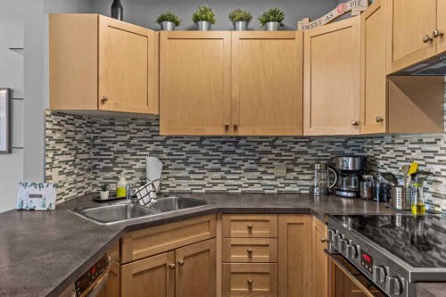 321-107 Montane Road, Canmore, AB - Indoor Photo Showing Kitchen With Double Sink