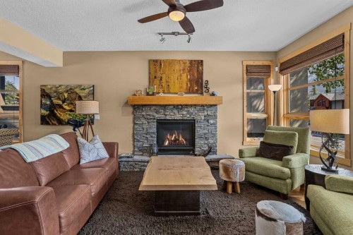 516 8Th Avenue, Canmore, AB - Indoor Photo Showing Living Room With Fireplace