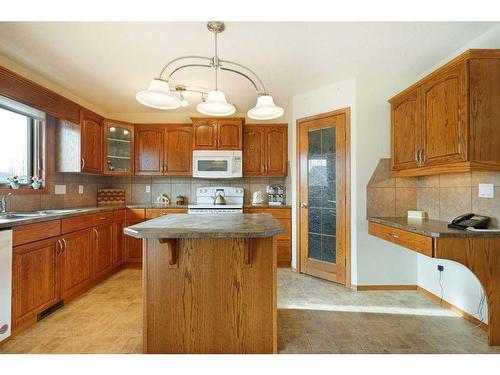 102 Wilkins Pl, Hanna, AB - Indoor Photo Showing Kitchen With Double Sink