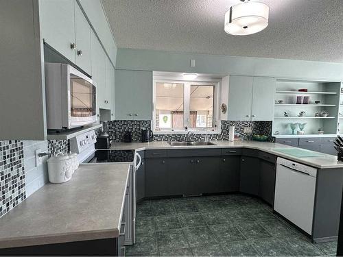 106 4 Avenue West, Hanna, AB - Indoor Photo Showing Kitchen With Double Sink