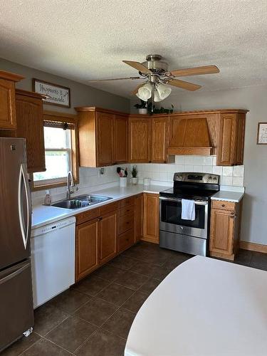 605 6 Avenue East, Drumheller, AB - Indoor Photo Showing Kitchen With Double Sink