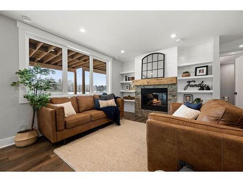 34446 Range Road 21, Rural Red Deer County, AB - Indoor Photo Showing Living Room With Fireplace