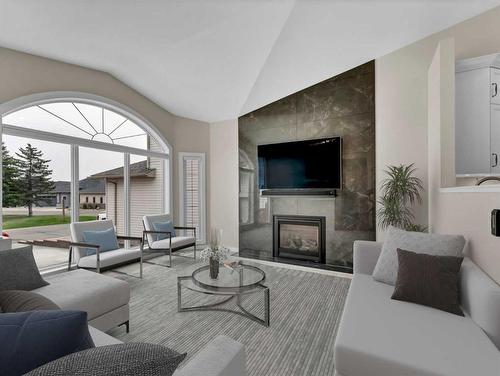 66 White Pelican Court, Lake Newell Resort, AB - Indoor Photo Showing Living Room With Fireplace