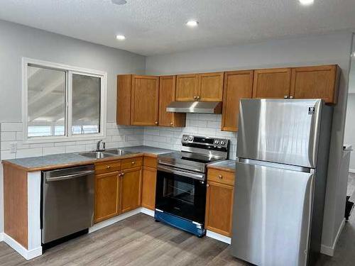 14 Spruce Drive, Drumheller, AB - Indoor Photo Showing Kitchen With Stainless Steel Kitchen With Double Sink