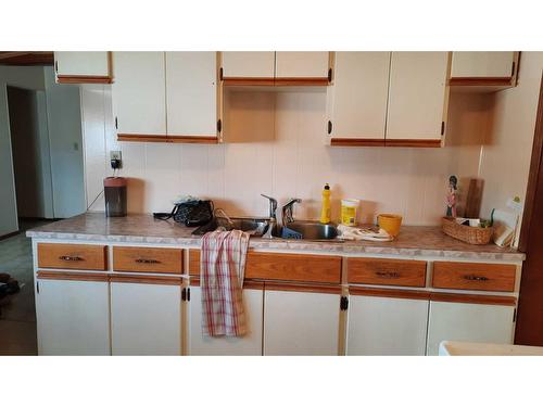 48 1 Street East, Drumheller, AB - Indoor Photo Showing Kitchen With Double Sink