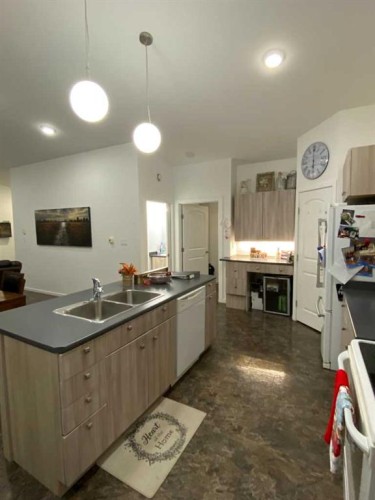 29 Weinmeyer Way, Duchess, AB - Indoor Photo Showing Kitchen With Double Sink
