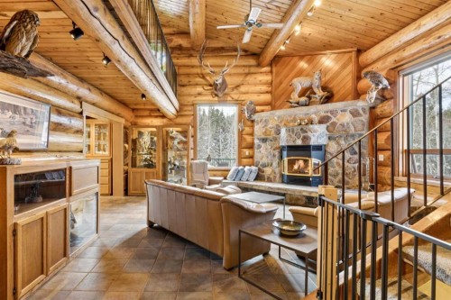 5544 Township Road 302, Rural Mountain View County, AB - Indoor With Fireplace