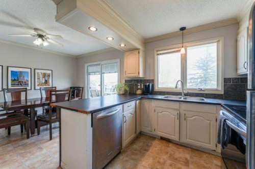 25 Park Place, Drumheller, AB - Indoor Photo Showing Kitchen With Double Sink