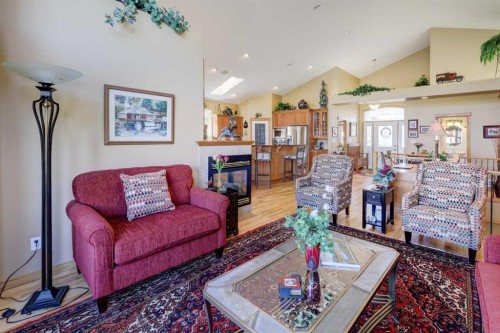 26 Willow Point, Drumheller, AB - Indoor Photo Showing Living Room With Fireplace