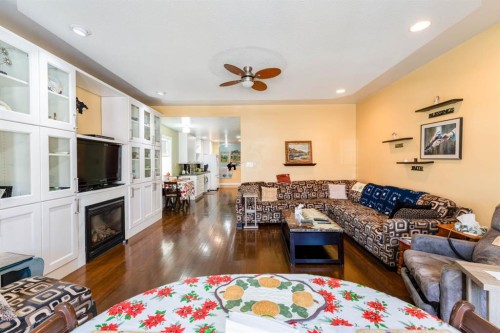 145 Centre Street, Drumheller, AB - Indoor Photo Showing Living Room With Fireplace