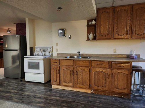 31 Larch Avenue, Drumheller, AB - Indoor Photo Showing Kitchen With Double Sink