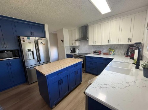 111 Shacker Crescent, Hanna, AB - Indoor Photo Showing Kitchen With Double Sink
