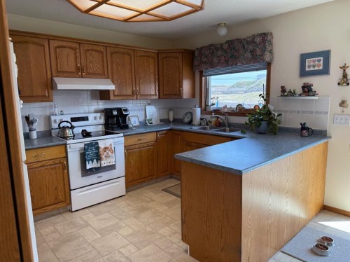 817 Bankview Drive, Drumheller, AB - Indoor Photo Showing Kitchen With Double Sink