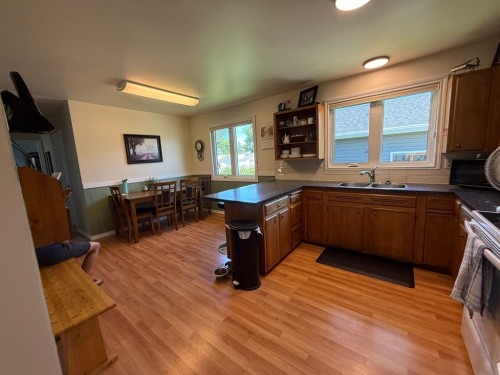 422 15 Street E, Drumheller, AB - Indoor Photo Showing Kitchen With Double Sink