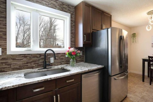 534 Iris Street, Rosemary, AB - Indoor Photo Showing Kitchen With Double Sink