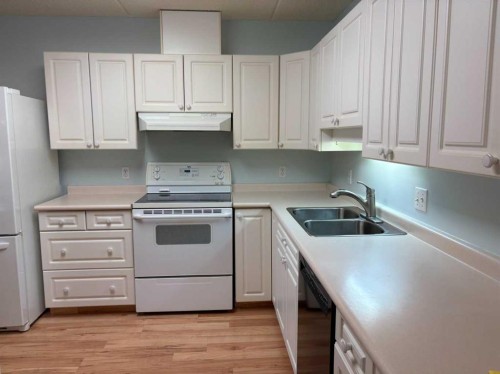 209-4514 54 Avenue, Olds, AB - Indoor Photo Showing Kitchen With Double Sink